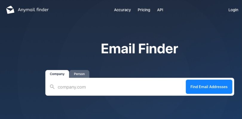 Anymail Finder. Trouver une adresse mail dans une entreprise 1