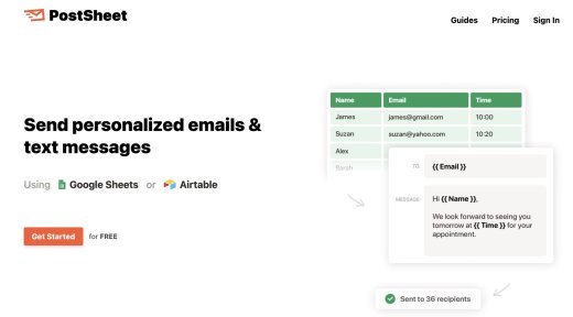PostSheet. Envoyer des mails personnalisés à partir d'un tableur 1