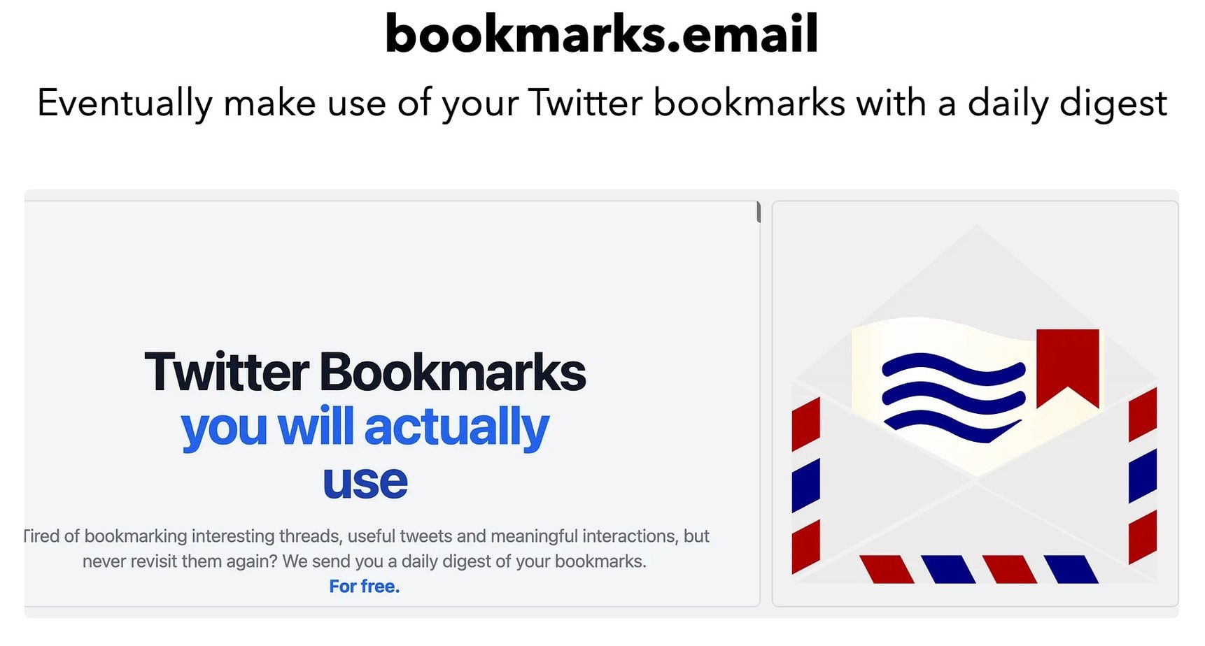 Bookmarks Email. Recevez vos tweets favoris par eMail 1